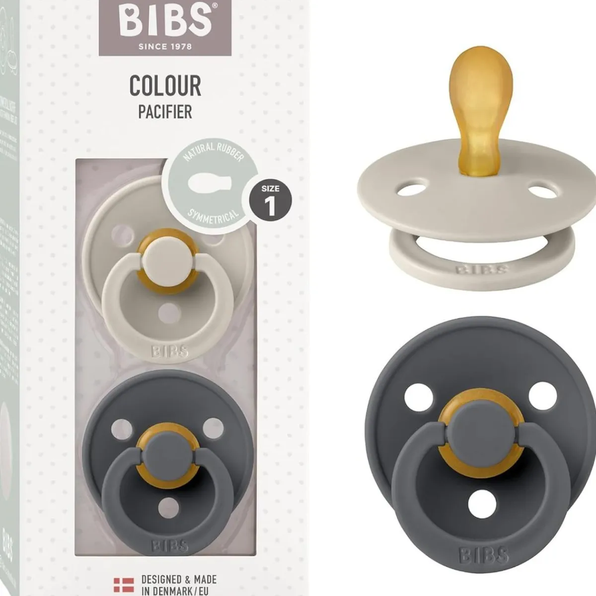 2 Chupetes Color Simetrica Sand/Iron ㅤ*BIBS Sale