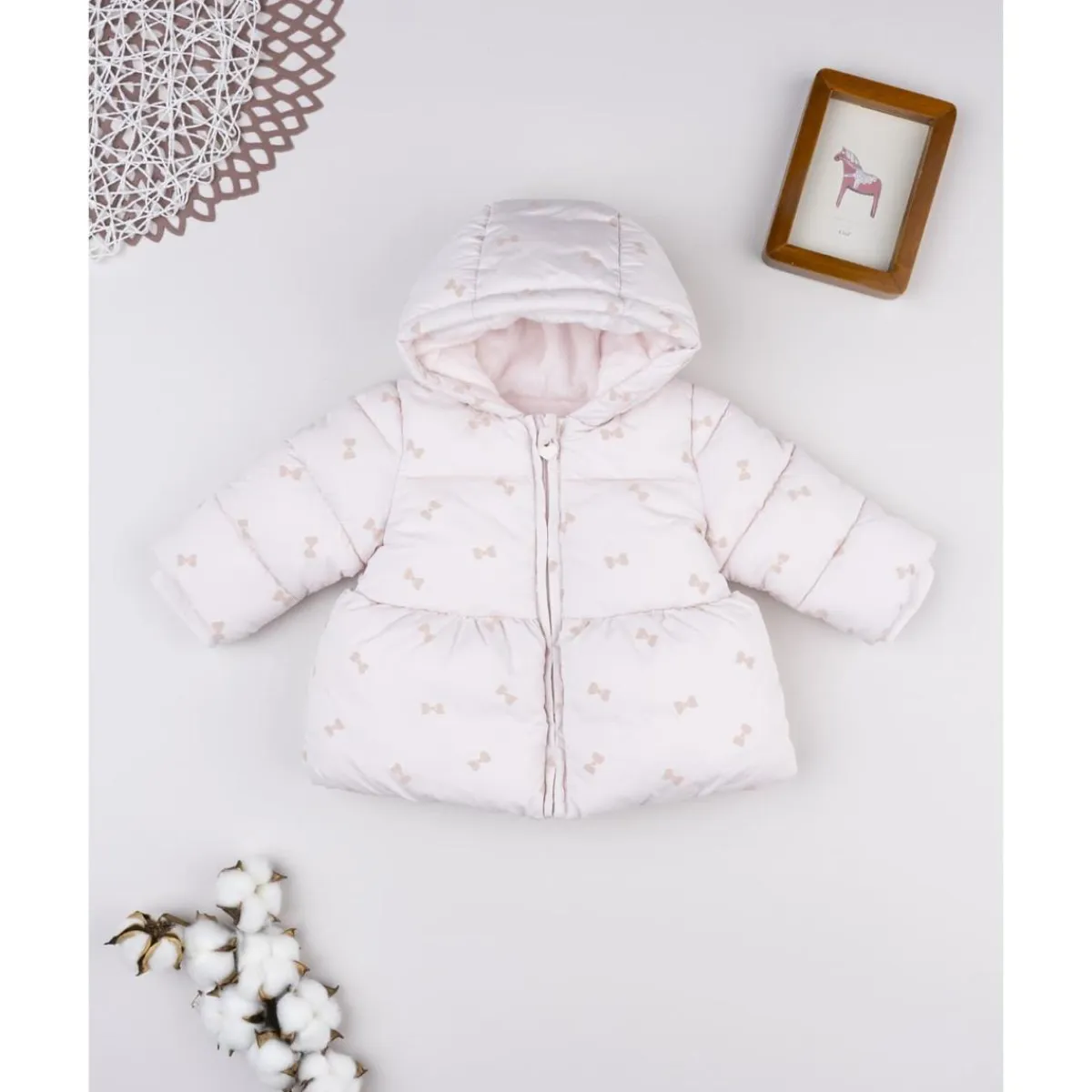 Hot Abrigo rosa con lazos para niña Recién Nacido·Primeras Salidas|Primeras Salidas·Abrigos Y Plumíferos