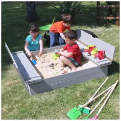 Sale Arenero de madera pretaladrado con tapa-bancos Juguetes De Verano