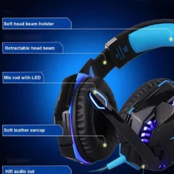 Hot Auriculares Gaming con LED y control de volumen para consola PS4, XBOX y PC Azul Electrónicos