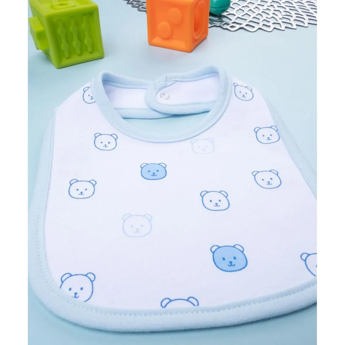 Babero niño blanco/azul con ositos*Prenatal Online