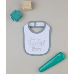 Babero niño blanco/gris*Prenatal