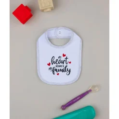 Clearance Babero Unisex Blanco y Gris "Family" Recién Nacido·Ropa Y Accesorios|Ropa Y Accesorios·Baberos