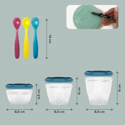 Best - 12 Recipientes Babybols (3 x 120ml / 3 x 180ml / 6 x 250ml) + 3 Cucharas Preparación Comida Y Accesorios·Termos, Recipientes Y Contenedores