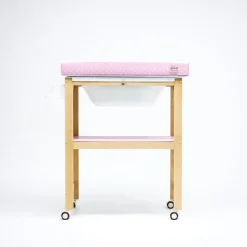 Bañera de Madera Natural Sobrebidé Topos Rosa*PLASTIMYR Online