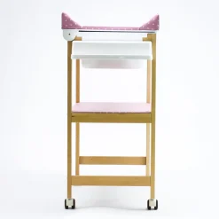 Bañera de Madera Natural Sobrebidé Topos Rosa*PLASTIMYR Online