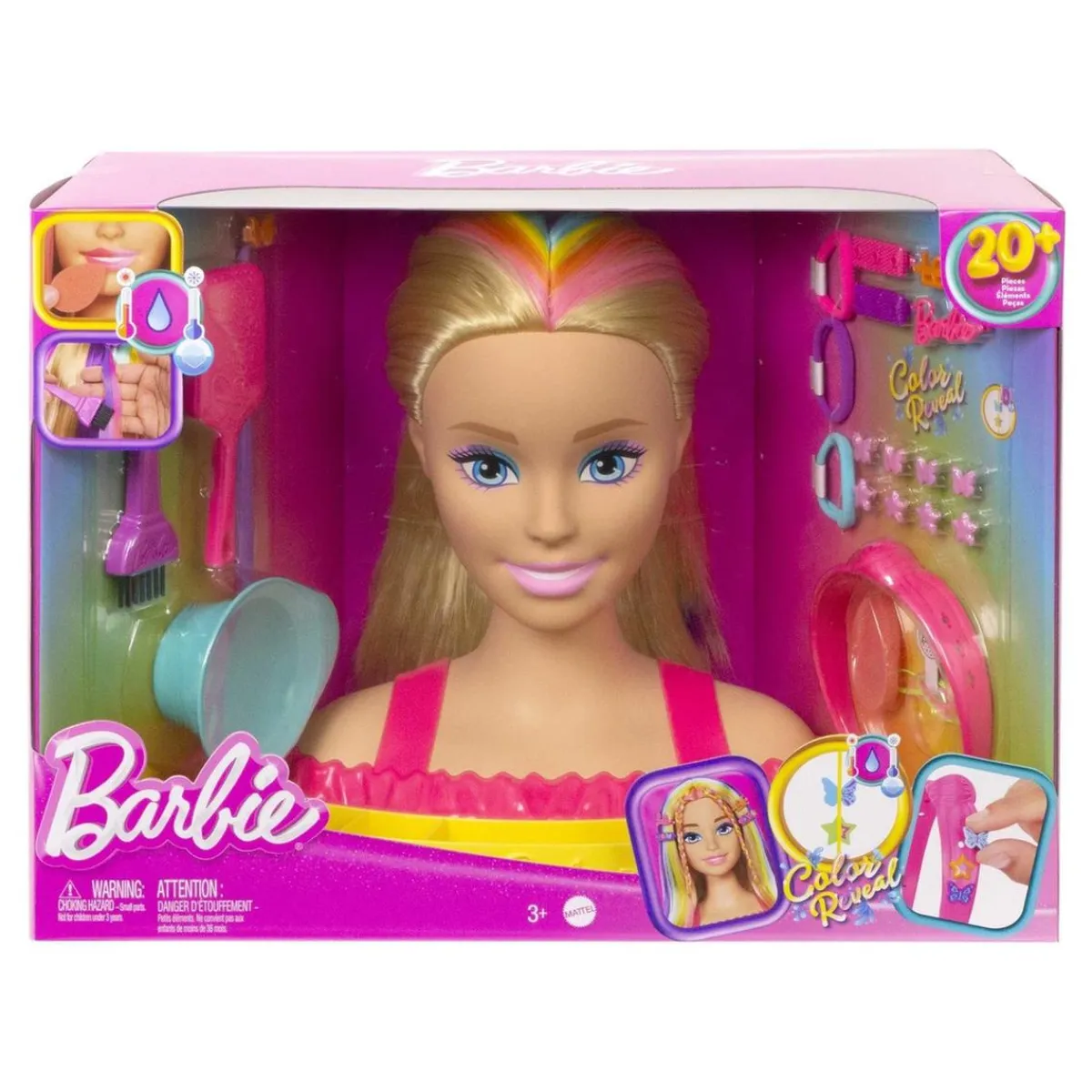 Barbie - Busto de Barbie con pelo largo y accesorios para jugar a peluquería ㅤ*MATTEL Hot