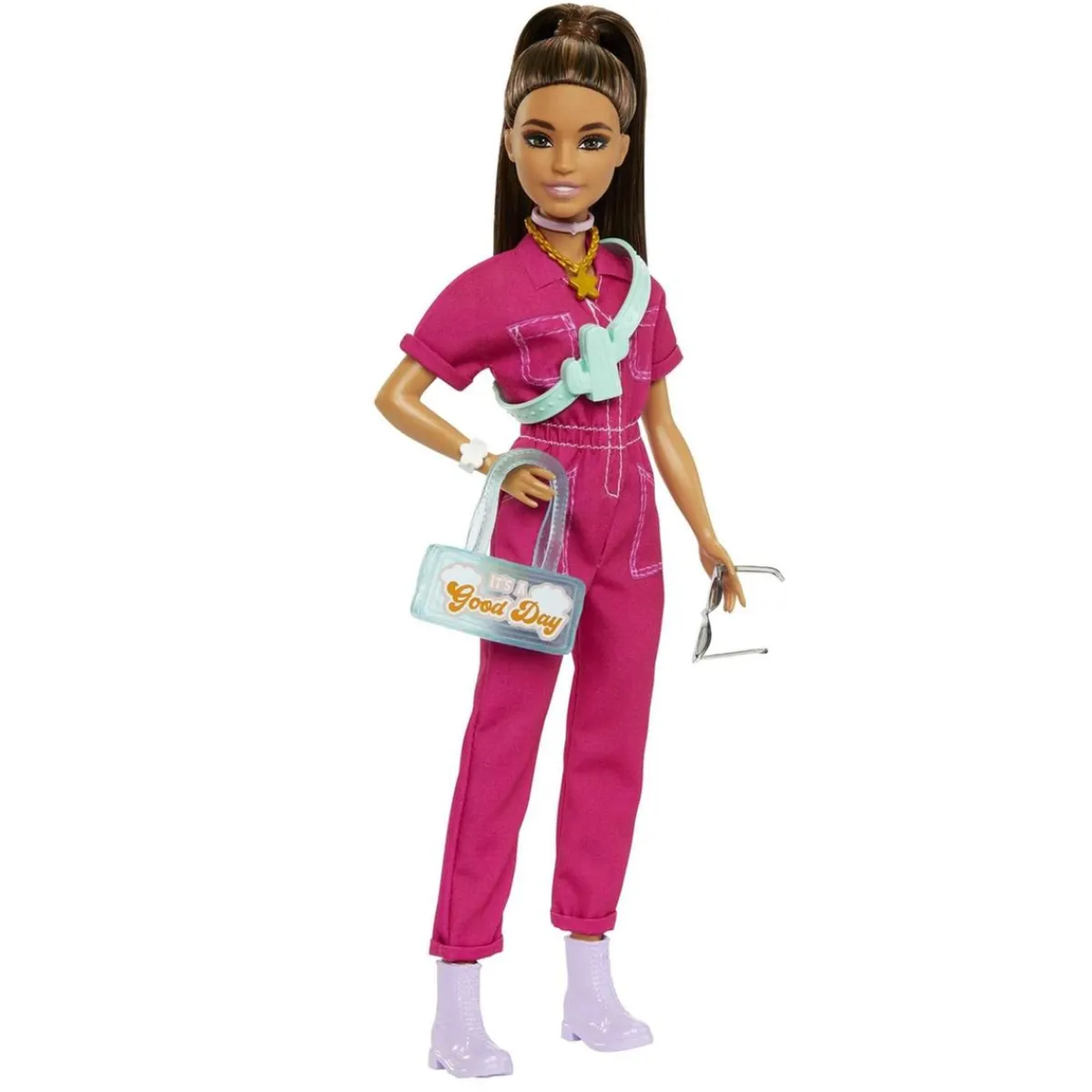 Barbie - Muñeca con Mono Rosa y Complementos de Moda ㅤ*MATTEL Discount