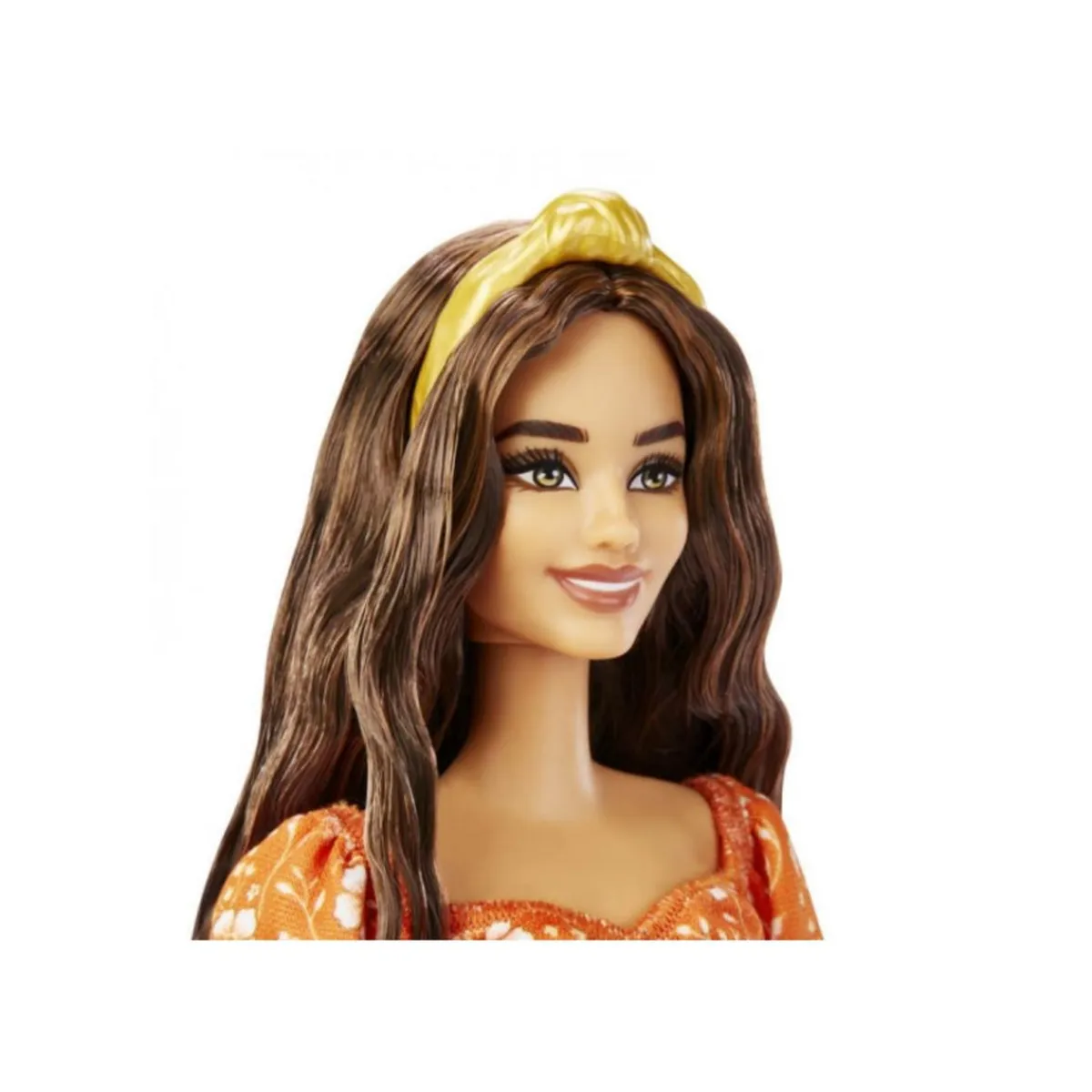 Outlet - Muñeca fashionista - Vestido naranja con flores blancas Muñecas