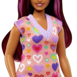 Sale Barbie - Muñeca Fashionista con vestido de corazones y accesorios de moda ㅤ Muñecas
