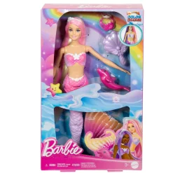 Barbie - Muñeca sirena cambio de color con delfín y accesorios ㅤ*MATTEL Hot