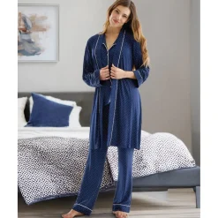 Bata Premamá Azul con Estampado de Puntos*Prenatal