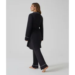 New Bata premamá negra con bordes blancos Premamá·Íntimo Y Noche|Íntimo Y Noche·Batas
