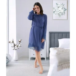 Batín premamá de lactancia azul con encaje*Prenatal Clearance