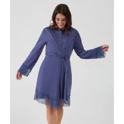 Batín premamá de lactancia azul con encaje*Prenatal Clearance