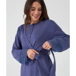 Batín premamá de lactancia azul con encaje*Prenatal Clearance