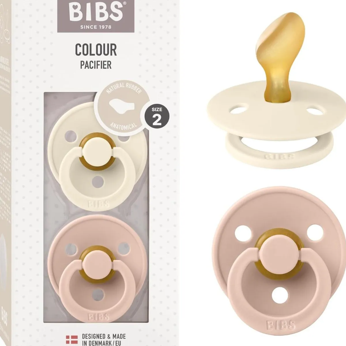 - Pack 2 chupetes Colour 6-12 meses - Ivory/Blush*BIBS Clearance