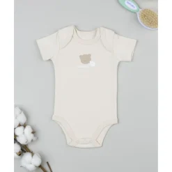 Body de bebé en algodón beige con osito*Prenatal Sale