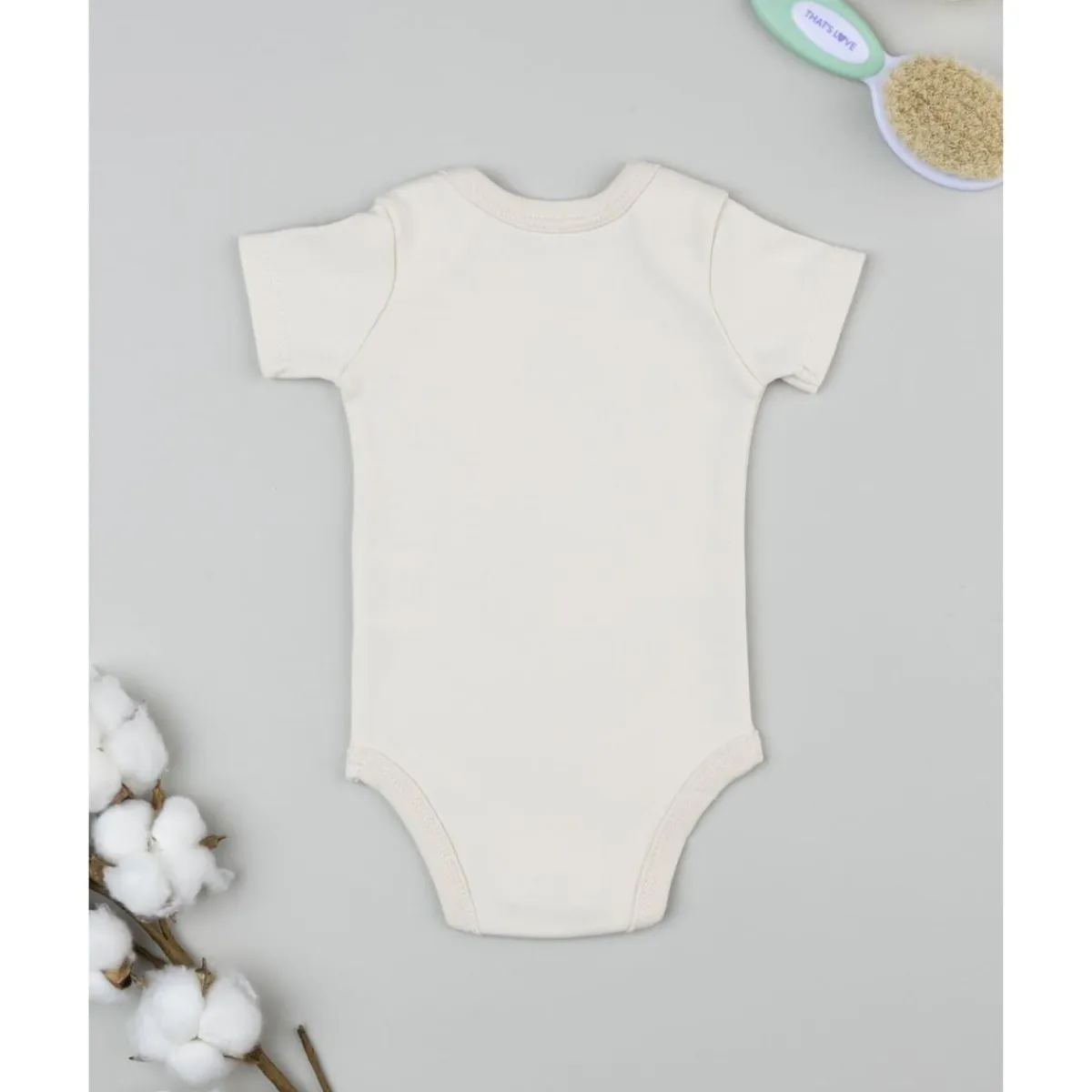 Body de bebé en algodón beige con osito*Prenatal Sale