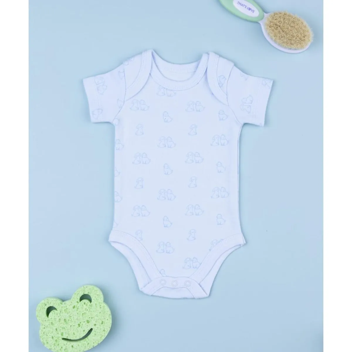 Body de bebé en algodón blanco con estampado de perritos*Prenatal Outlet