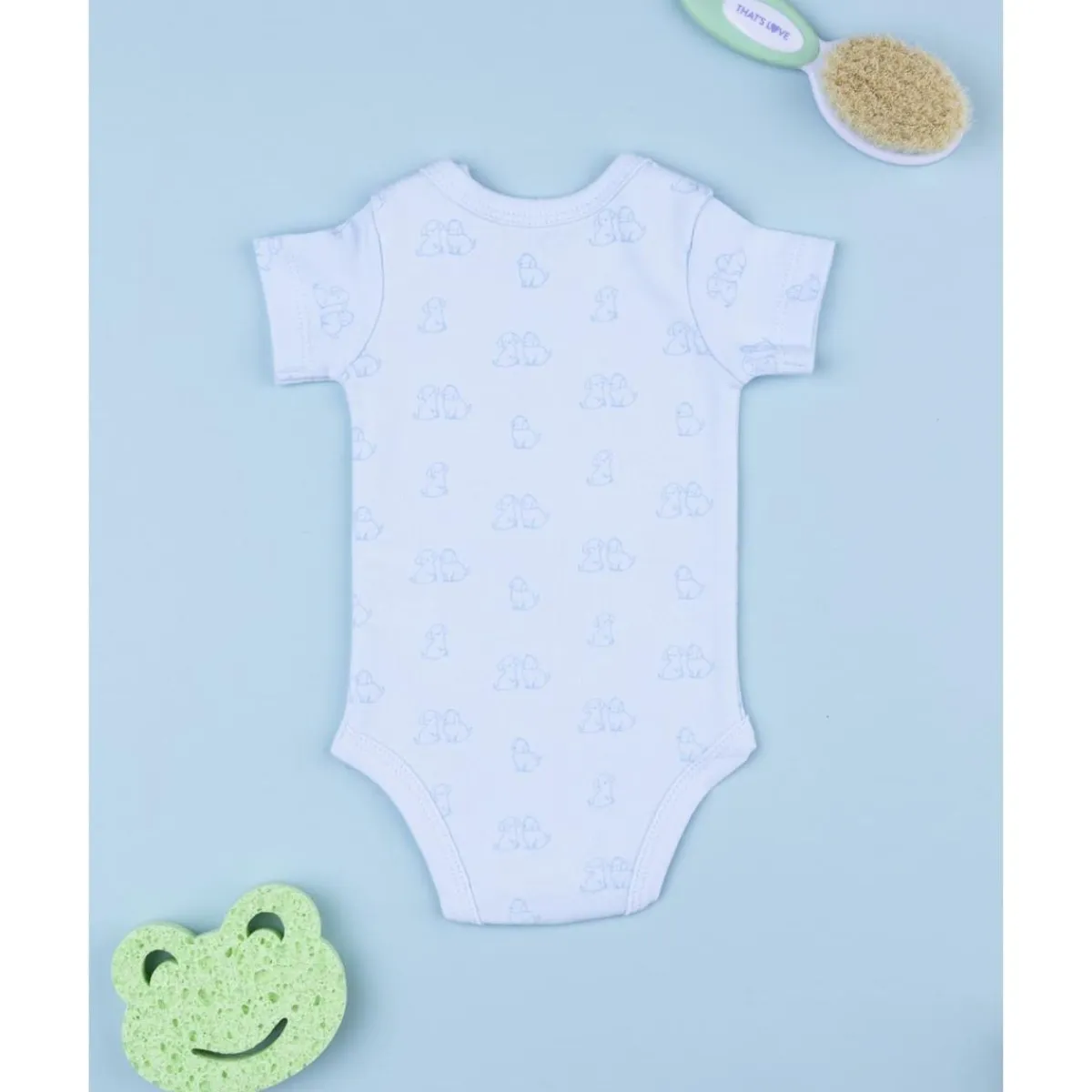 Body de bebé en algodón blanco con estampado de perritos*Prenatal Outlet