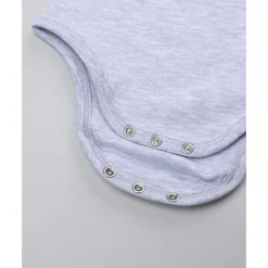 Body de manga larga para niña gris jaspe con cuello alto*Prenatal Discount