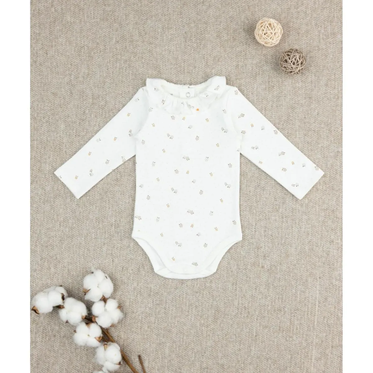 Outlet Body niña blanco con estampado allover y cuello Ropa Y Accesorios·Bodies|Recién Nacido·Ropa Y Accesorios