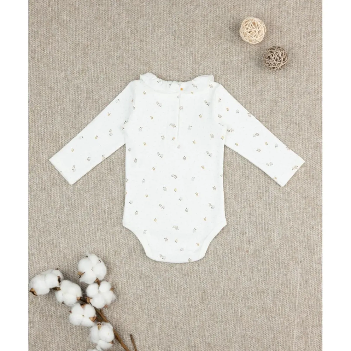 Outlet Body niña blanco con estampado allover y cuello Ropa Y Accesorios·Bodies|Recién Nacido·Ropa Y Accesorios