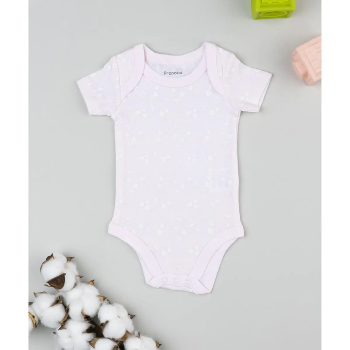 Body rosa de manga corta para bebé con estampado de flores*Prenatal Discount
