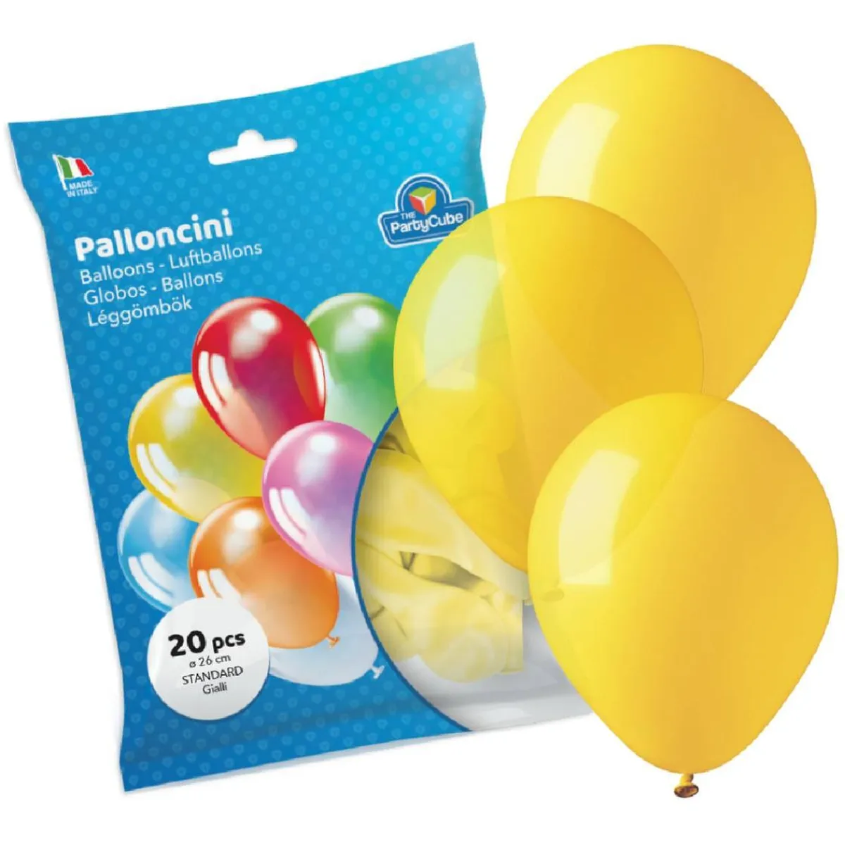 Discount Bolsa con 20 globos amarillos medianos Artículos De Fiesta Y Regalos