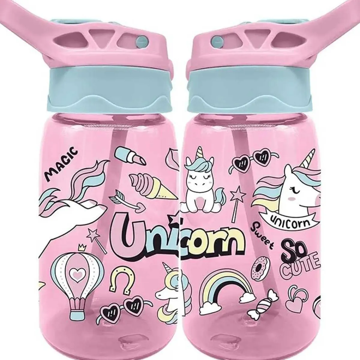 Botella cantimplora infantil de tritan 500ml con diseño Unicornio Material Escolar