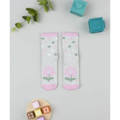 Online Calcetines antideslizantes para niña gris y rosa con flores Calzado Y Accesorios·Accesorios Y Complementos