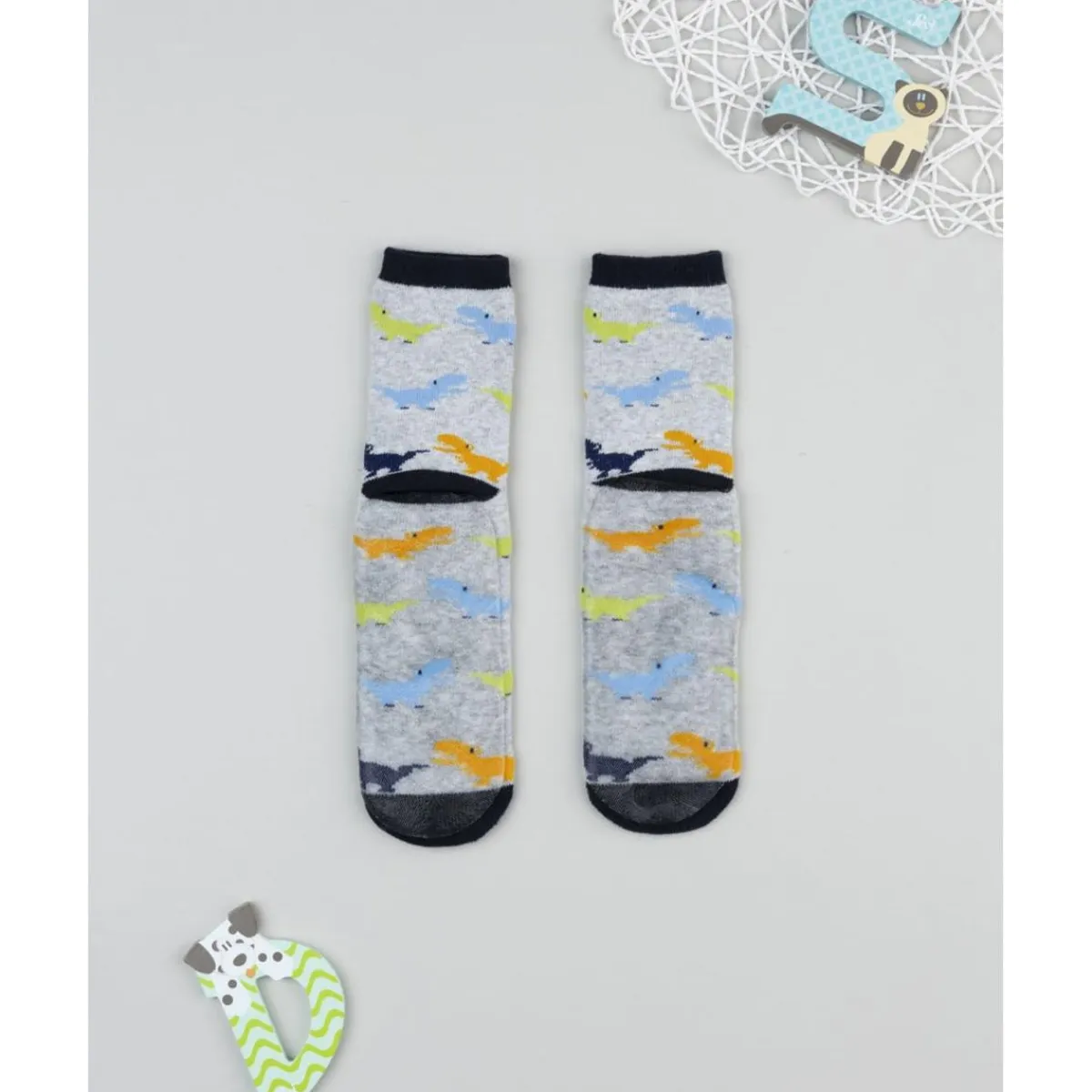 Calcetines antideslizantes niño gris/azul Dinosaurios Calzado Y Accesorios·Accesorios Y Complementos