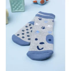 Calcetines antideslizantes de niño gris y azul con perrito Calzado Y Accesorios·Accesorios Y Complementos