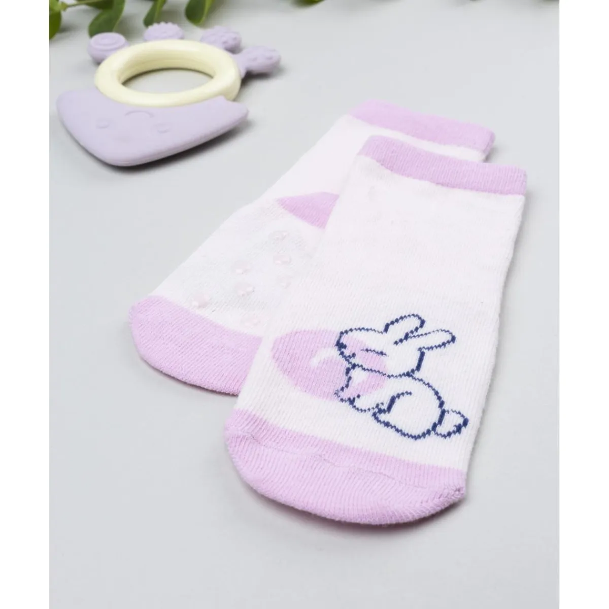 Calcetines antideslizantes niña rosa conejo*Prenatal Clearance