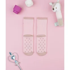 Calcetines antideslizantes para niña rosa con conejito*Prenatal