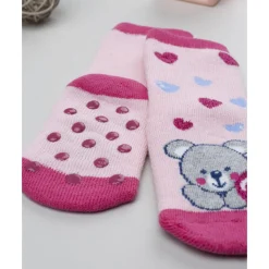Calcetines antideslizantes de niña rosa con ositos*Prenatal Discount