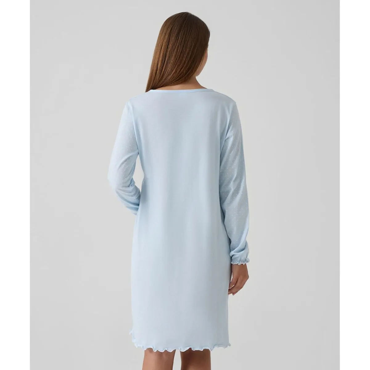 Camisa de noche premamá azul con volantes y lunares*Prenatal Sale