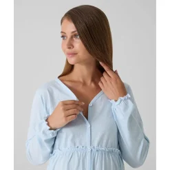 Camisa de noche premamá azul con volantes y lunares*Prenatal Sale