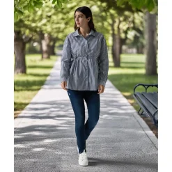 Camisa premamá de popelina a rayas azules y blancas*Prenatal Hot