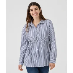 Camisa premamá de popelina a rayas azules y blancas*Prenatal Hot