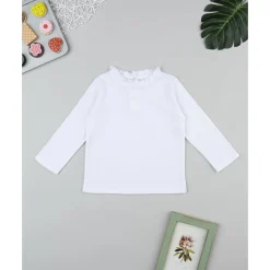 Sale Camiseta blanca con cuello trabajado para niña Niña·Bebé Niña 3-36 Meses|Bebé Niña 3-36 Meses·Camisas Y Camisetas