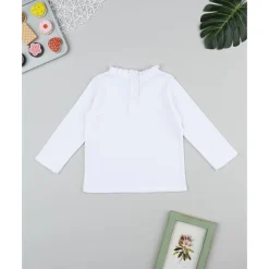 Sale Camiseta blanca con cuello trabajado para niña Niña·Bebé Niña 3-36 Meses|Bebé Niña 3-36 Meses·Camisas Y Camisetas