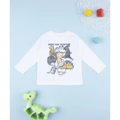 Best Camiseta blanca con dinosaurios niño Niño·Bebé Niño 3-36 Meses|Bebé Niño 3-36 Meses·Camisas Y Camisetas
