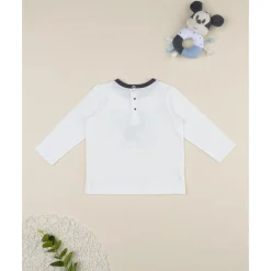 Camiseta blanca de manga larga para niño Mickey Mouse*Prenatal Clearance