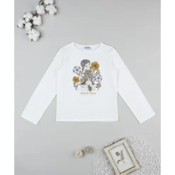 Camiseta blanca niña con bordados florales*Prenatal Discount