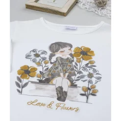 Camiseta blanca niña con bordados florales*Prenatal Discount