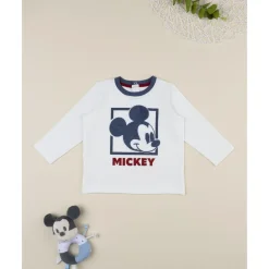 Camiseta blanca y azul de manga larga para niño Mickey Mouse*Prenatal Sale