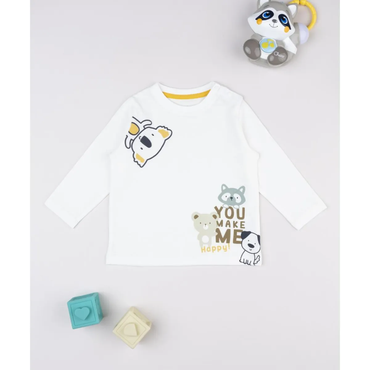 Camiseta blanca “You make me happy” para niño Niño·Bebé Niño 3-36 Meses|Bebé Niño 3-36 Meses·Camisas Y Camisetas