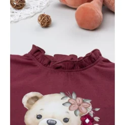Camiseta burdeos de manga larga con oso para niña*Prenatal New